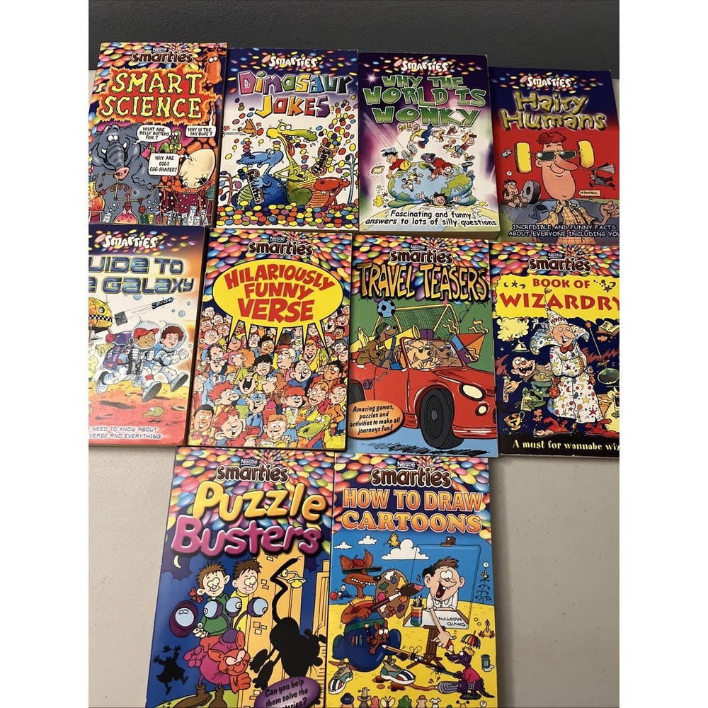 Nestle Smarties Book Lot Of 10 Dinosaur Jokes Puzzles Wizardry, Galaxy,‎ Science